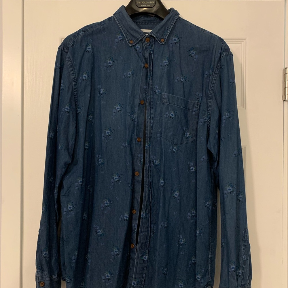 Old Navy Blue floral Denim Shirt